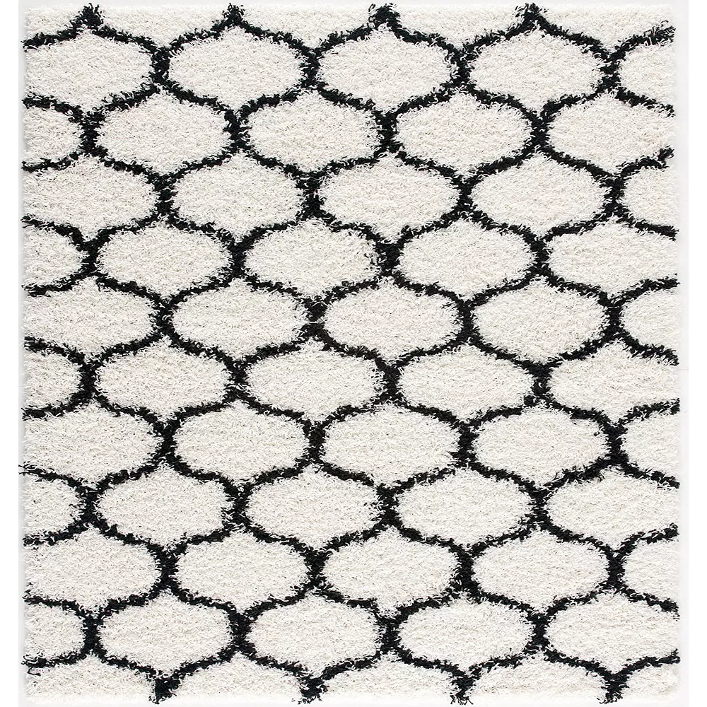 L'baiet Modern Indoor Rectangular Carpet, Pad, Mat Desiree White Shag 2' X 6' Rug 1 L'baiet Modern Indoor Rectangular Carpet, Pad, Mat Desiree White Shag 2' X 6' Rug