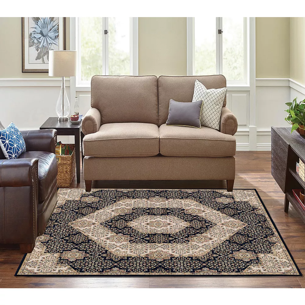 L'baiet Modern Indoor Rectangular Carpet, Pad, Mat Stella Blue Oriental 8' X 10' Rug 2 L'baiet Modern Indoor Rectangular Carpet, Pad, Mat Stella Blue Oriental 8' X 10' Rug - Image 2