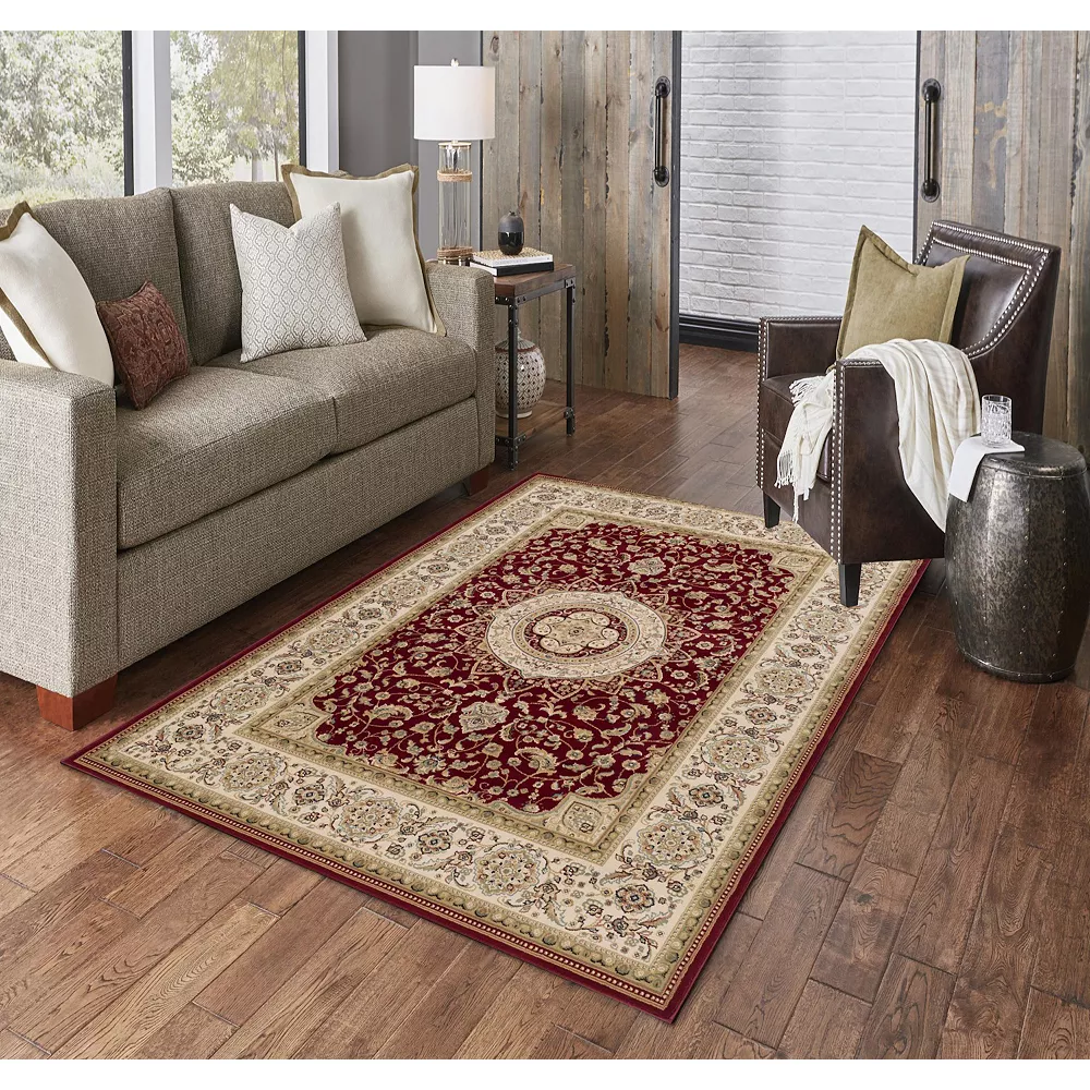 L'baiet Modern Indoor Rectangular Carpet, Pad, Mat Layla Red Oriental 5' X 7' Rug 2 L'baiet Modern Indoor Rectangular Carpet, Pad, Mat Layla Red Oriental 5' X 7' Rug - Image 2
