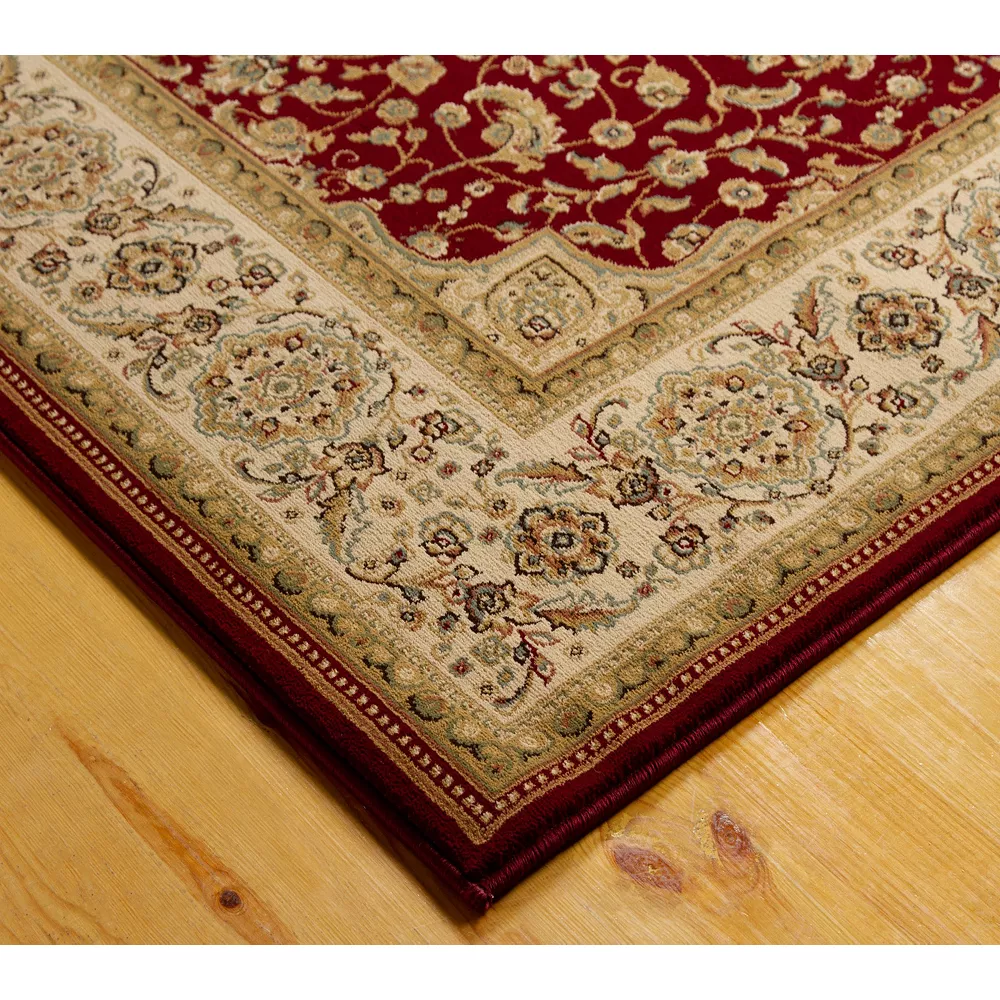 L'baiet Modern Indoor Rectangular Carpet, Pad, Mat Layla Red Oriental 5' X 7' Rug 4 L'baiet Modern Indoor Rectangular Carpet, Pad, Mat Layla Red Oriental 5' X 7' Rug - Image 4