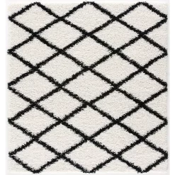 L'baiet Modern Indoor Rectangular Carpet, Pad, Mat Halle White Shag 4' X 6' Rug