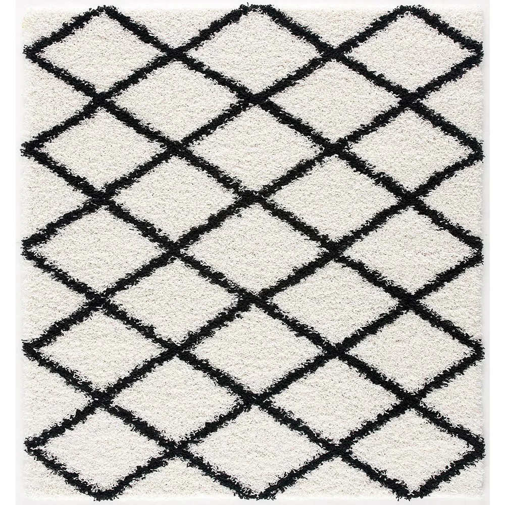 L'baiet Modern Indoor Rectangular Carpet, Pad, Mat Halle White Shag 4' X 6' Rug 1 L'baiet Modern Indoor Rectangular Carpet, Pad, Mat Halle White Shag 4' X 6' Rug
