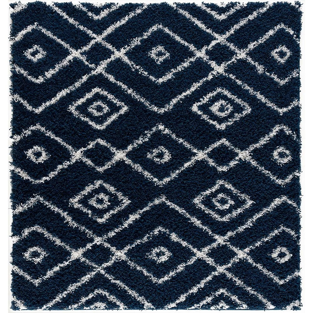 L'baiet Modern Indoor Rectangular Carpet, Pad, Mat Alexia Navy Shag 8' X 10' Rug 1 L'baiet Modern Indoor Rectangular Carpet, Pad, Mat Alexia Navy Shag 8' X 10' Rug