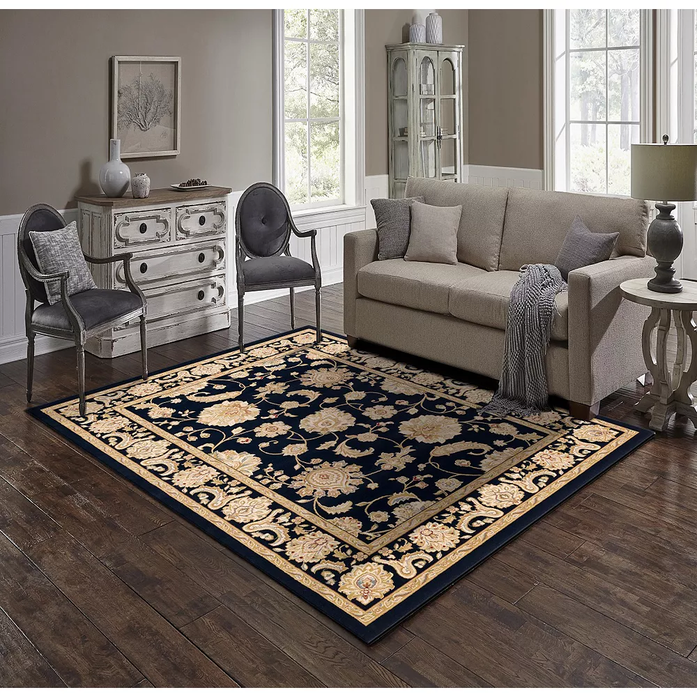 L'baiet Modern Indoor Rectangular Carpet, Pad, Mat Claudia Blue Oriental 5' X 7' Rug 2 L'baiet Modern Indoor Rectangular Carpet, Pad, Mat Claudia Blue Oriental 5' X 7' Rug - Image 2