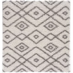 L'baiet Modern Indoor Rectangular Carpet, Pad, Mat Miranda White Shag 2' X 6' Rug