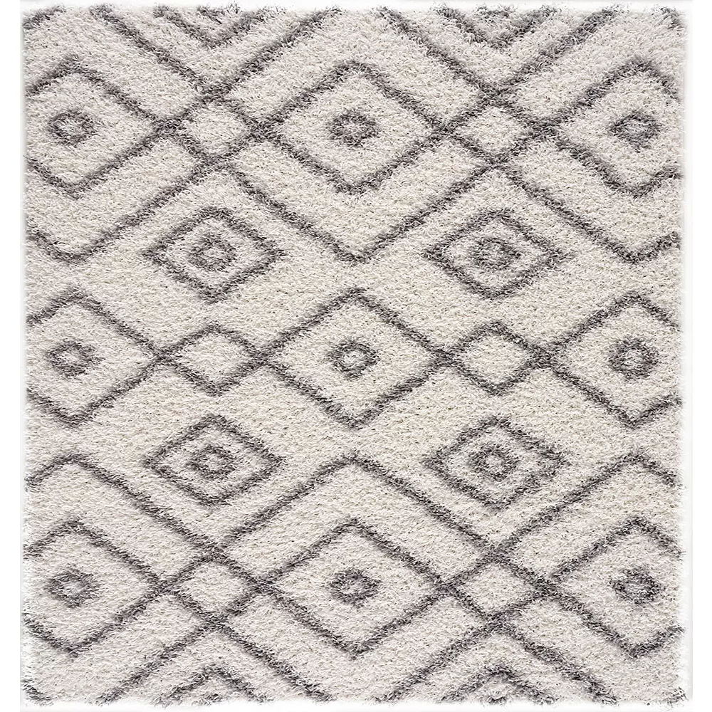 L'baiet Modern Indoor Rectangular Carpet, Pad, Mat Miranda White Shag 2' X 6' Rug 1 L'baiet Modern Indoor Rectangular Carpet, Pad, Mat Miranda White Shag 2' X 6' Rug