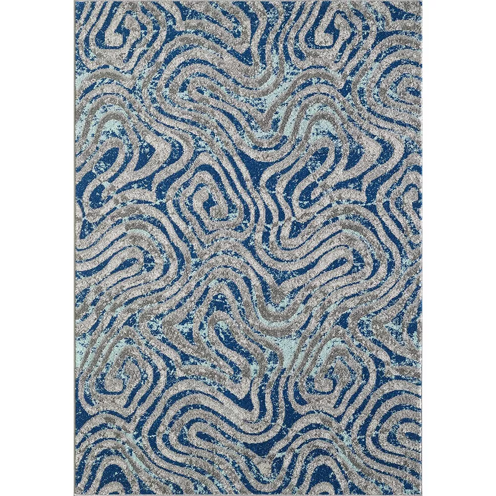 L'baiet Modern Indoor Rectangular Carpet, Pad, Mat Dita Blue Graphic 5' X 7' Rug 1 L'baiet Modern Indoor Rectangular Carpet, Pad, Mat Dita Blue Graphic 5' X 7' Rug