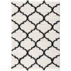 L'baiet Modern Indoor Rectangular Carpet, Pad, Mat Ensley White Shag 2' X 3' Rug