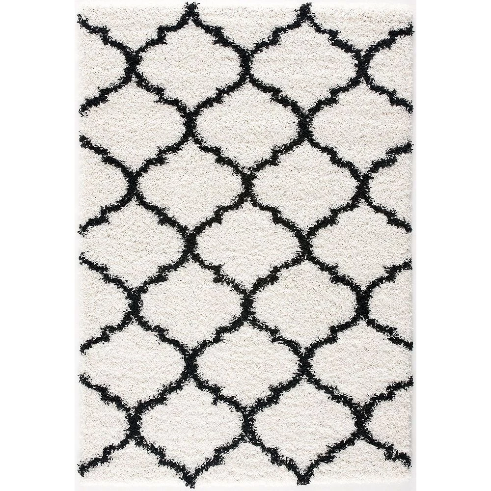 L'baiet Modern Indoor Rectangular Carpet, Pad, Mat Ensley White Shag 2' X 3' Rug 1 L'baiet Modern Indoor Rectangular Carpet, Pad, Mat Ensley White Shag 2' X 3' Rug