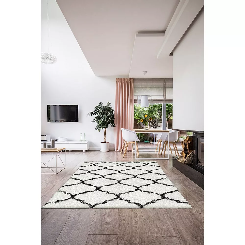 L'baiet Modern Indoor Rectangular Carpet, Pad, Mat Ensley White Shag 2' X 3' Rug 2 L'baiet Modern Indoor Rectangular Carpet, Pad, Mat Ensley White Shag 2' X 3' Rug - Image 2