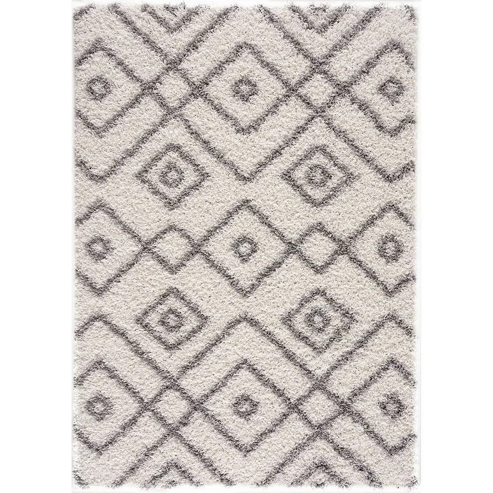 L'baiet Modern Indoor Rectangular Carpet, Pad, Mat Miranda White Shag 2' X 3' Rug 1 L'baiet Modern Indoor Rectangular Carpet, Pad, Mat Miranda White Shag 2' X 3' Rug