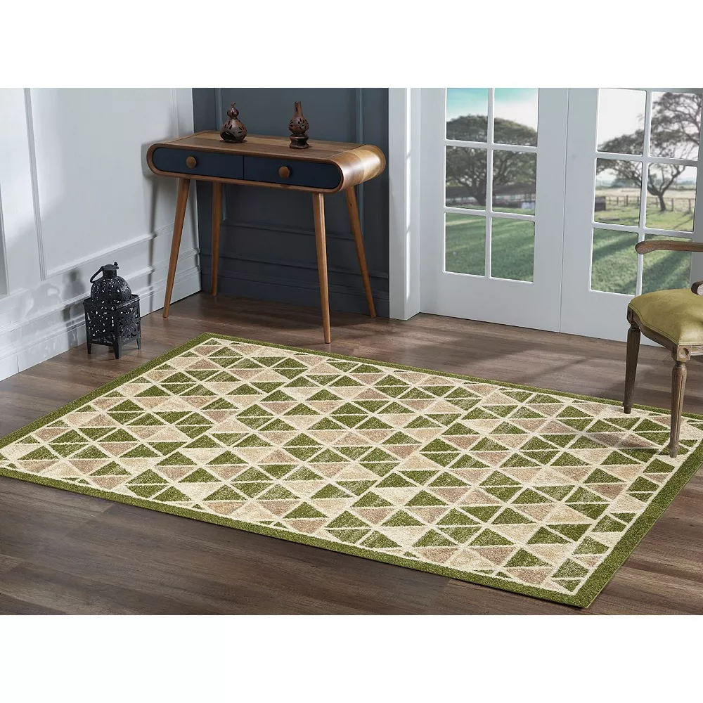 L'baiet Modern Indoor Rectangular Carpet, Pad, Mat Lola Green Geometric 4' X 6' Rug 2 L'baiet Modern Indoor Rectangular Carpet, Pad, Mat Lola Green Geometric 4' X 6' Rug - Image 2