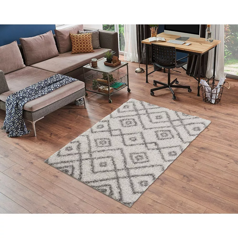L'baiet Modern Indoor Rectangular Carpet, Pad, Mat Miranda White Shag 4' X 6' Rug 2 L'baiet Modern Indoor Rectangular Carpet, Pad, Mat Miranda White Shag 4' X 6' Rug - Image 2