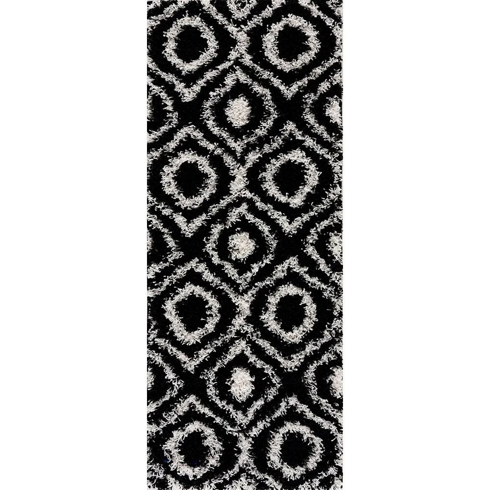 L'baiet Modern Indoor Rectangular Carpet, Pad, Mat Hazel Black Shag 2' X 6' Rug 2 L'baiet Modern Indoor Rectangular Carpet, Pad, Mat Hazel Black Shag 2' X 6' Rug - Image 2