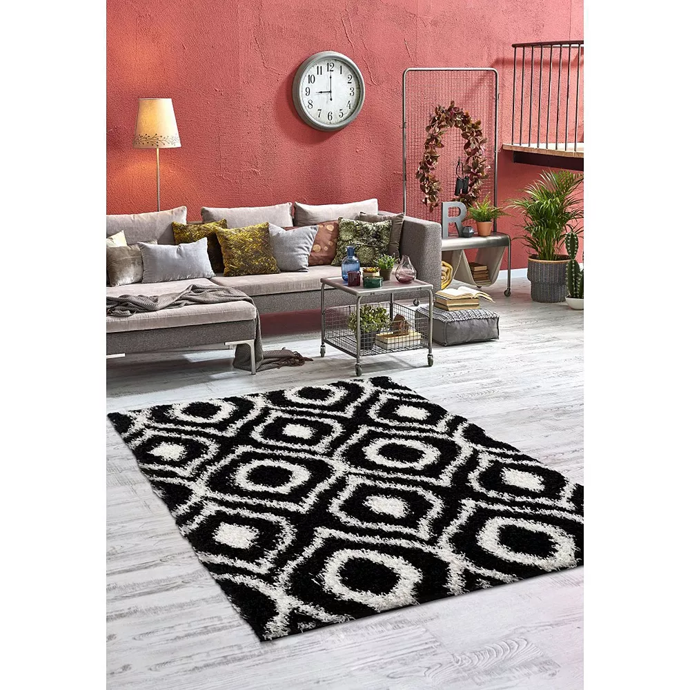 L'baiet Modern Indoor Rectangular Carpet, Pad, Mat Hazel Black Shag 2' X 6' Rug 3 L'baiet Modern Indoor Rectangular Carpet, Pad, Mat Hazel Black Shag 2' X 6' Rug - Image 3