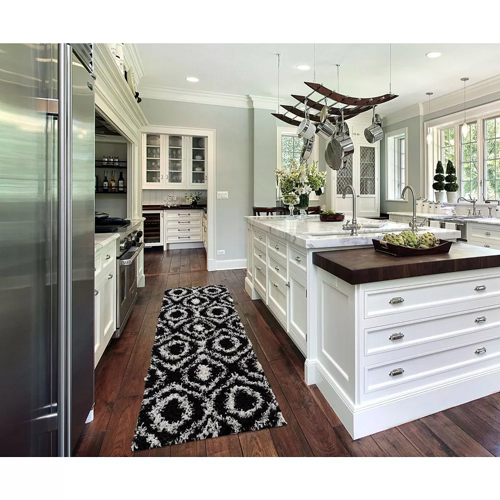 L'baiet Modern Indoor Rectangular Carpet, Pad, Mat Hazel Black Shag 2' X 6' Rug 4 L'baiet Modern Indoor Rectangular Carpet, Pad, Mat Hazel Black Shag 2' X 6' Rug - Image 4