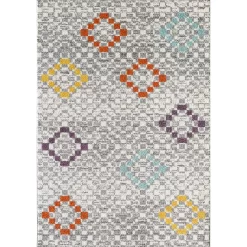 L'baiet Modern Indoor Rectangular Carpet, Pad, Mat Olivia Grey Geometric 8' X 10' Rug