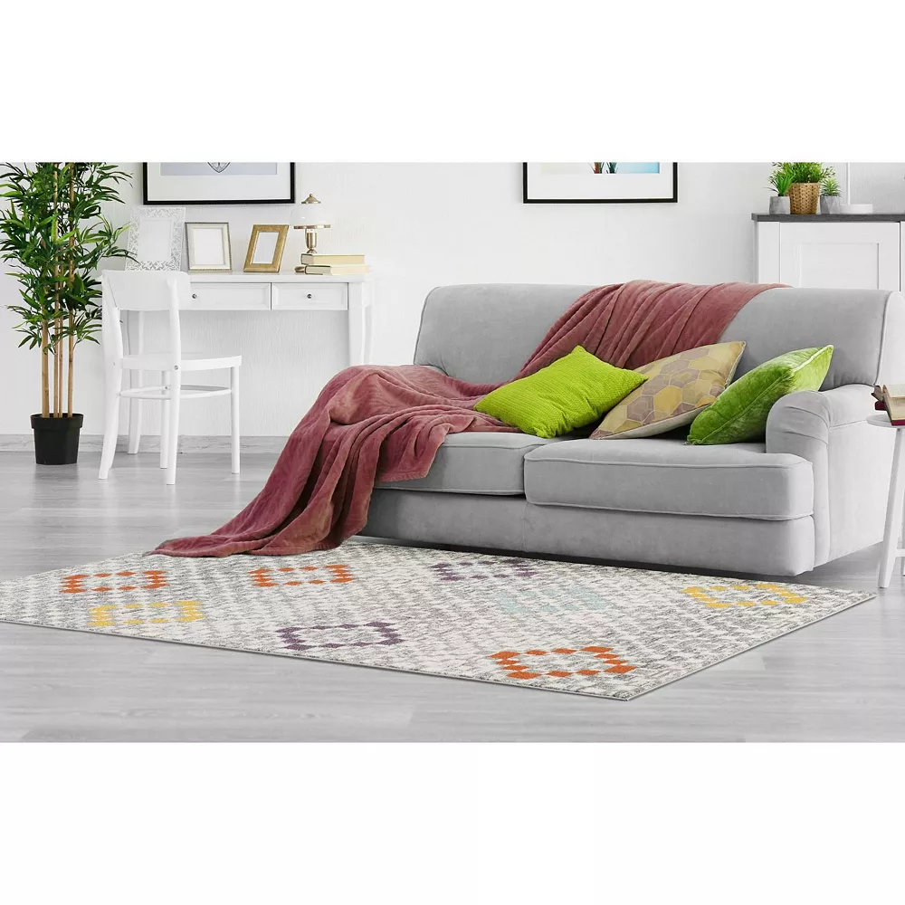 L'baiet Modern Indoor Rectangular Carpet, Pad, Mat Olivia Grey Geometric 8' X 10' Rug 2 L'baiet Modern Indoor Rectangular Carpet, Pad, Mat Olivia Grey Geometric 8' X 10' Rug - Image 2