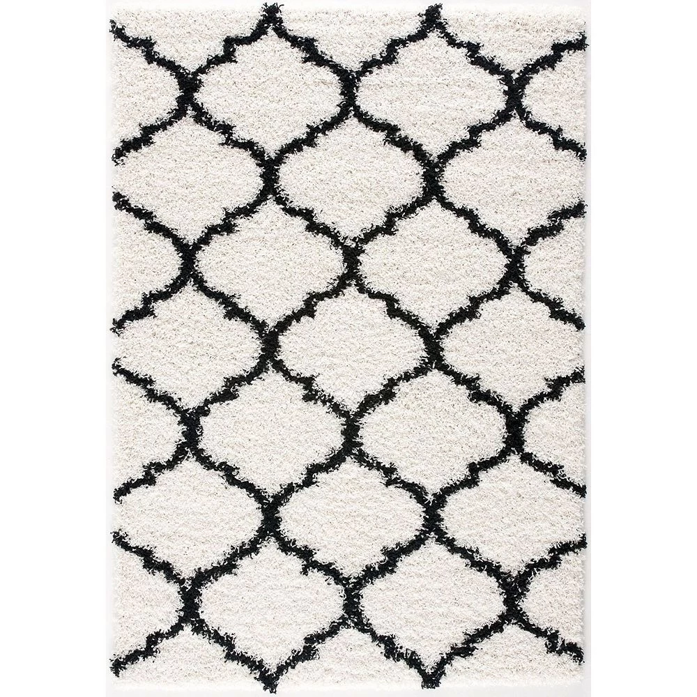 L'baiet Modern Indoor Rectangular Carpet, Pad, Mat Ensley White Shag 4' X 6' Rug 1 L'baiet Modern Indoor Rectangular Carpet, Pad, Mat Ensley White Shag 4' X 6' Rug