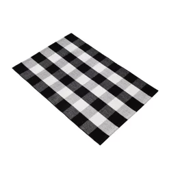 B&B Buffalo Plaid Runner Rug, Washable, Black And White Checkered Rug, Buffalo Plaid Outdoor Rug, Front Porch Rugs, Black And White Outdoor Rug, Retro Lattice Carpet For Farmhouse Living (28" X 44")