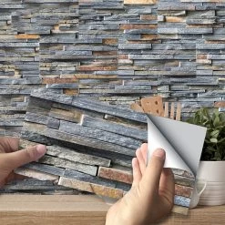 CUH Self-Adhesive Vinyl Flooring Tiles Waterproof Peel And Stick Tiles Wall Stickers For Home Decor,Gray Wood Grain
