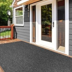 Heavy-Duty Ribbed Indoor/Outdoor Carpet With Rubber Marine Backing - Charcoal Black 6' X 10' - Several Sizes Available - Carpet Flooring For Patio, Porch, Deck, Boat, Basement Or Garage -Carpet Floor Shop f454e289 a0a9 4458 a656 89bb17d83a86 1.123ed6498524d86661bcda440b833346 1800x1800